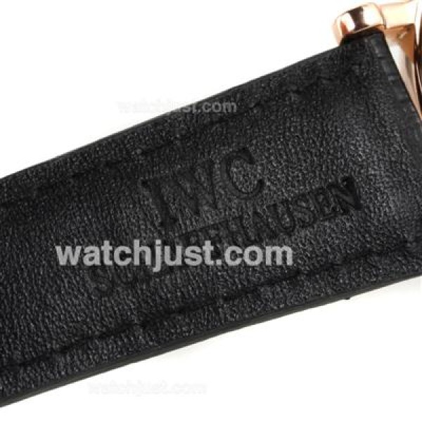 IWC Portofino Automatic Rose Gold Case and Stick Markers with Black Dial-Leather Strap