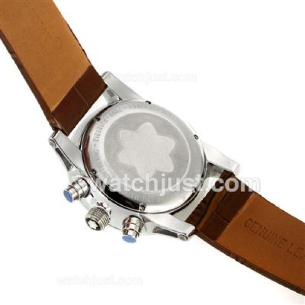 Montblanc Flyback Working Chronograph with White Dial-Leather Strap