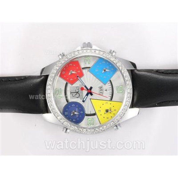 Jacob & Co Classic Five Time Zone Diamond Bezel with White Dial