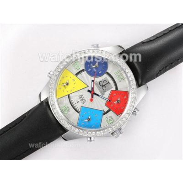 Jacob & Co Classic Five Time Zone Diamond Bezel with White Dial