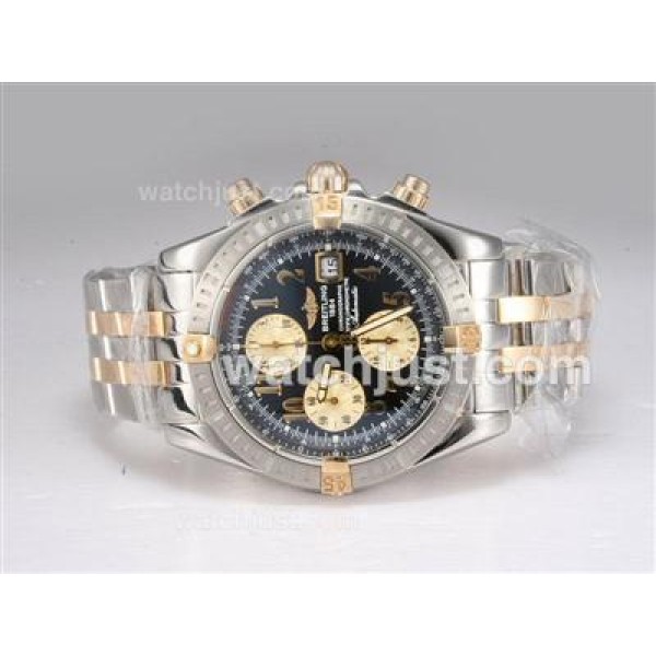 Breitling Chronomat Evolution Chronograph Asia Valjoux 7750 Two Tone with Black Dial