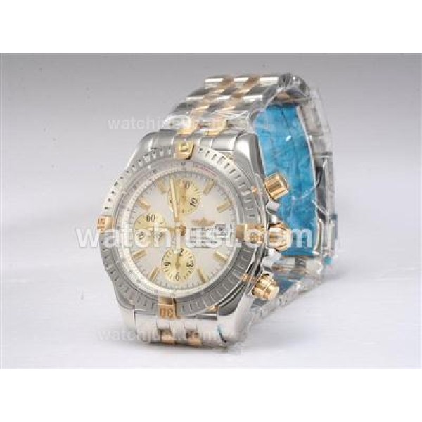 Breitling Chronomat Evolution Chronograph Asia Valjoux 7750 Two Tone with White Dial