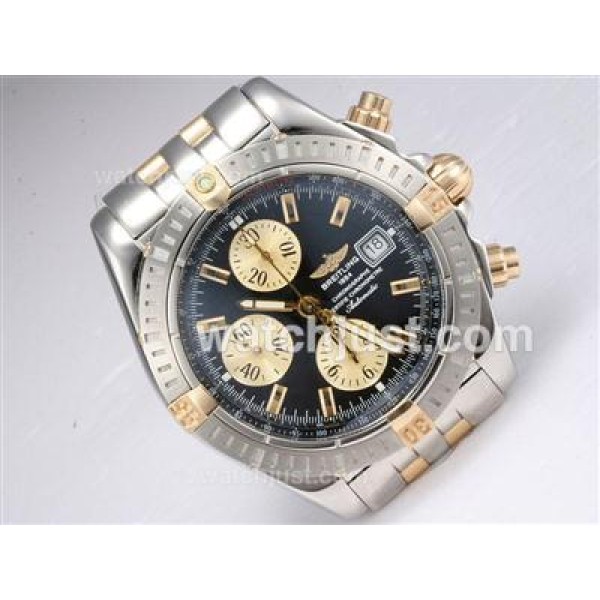 Breitling Chronomat Evolution Chronogrpah Swiss Valjoux 7750 Movement Two Tone  with Black Dial