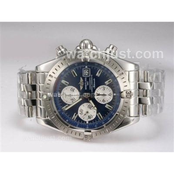 Breitling Chronomat Evolution Chronograph Swiss Valjoux 7750 Movement with Blue Dial