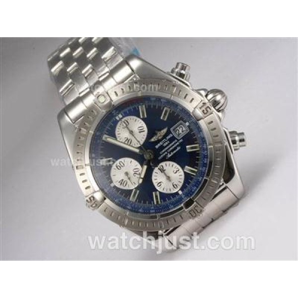 Breitling Chronomat Evolution Chronograph Swiss Valjoux 7750 Movement with Blue Dial