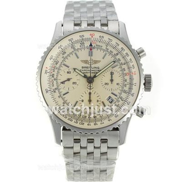 Breitling Navitimer Chronograph Swiss Valjoux 7750 Movement with White Dial