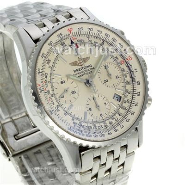 Breitling Navitimer Chronograph Swiss Valjoux 7750 Movement with White Dial