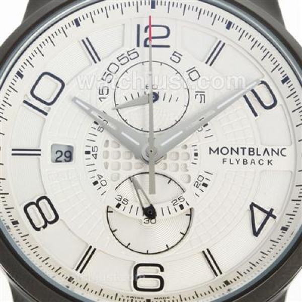 Montblanc Flyback Working Chronograph PVD Case with White Dial-Leather Strap