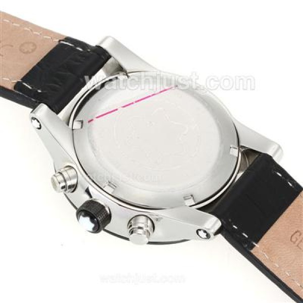 Montblanc Flyback Automatic PVD Bezel with White Dial-Leather Strap