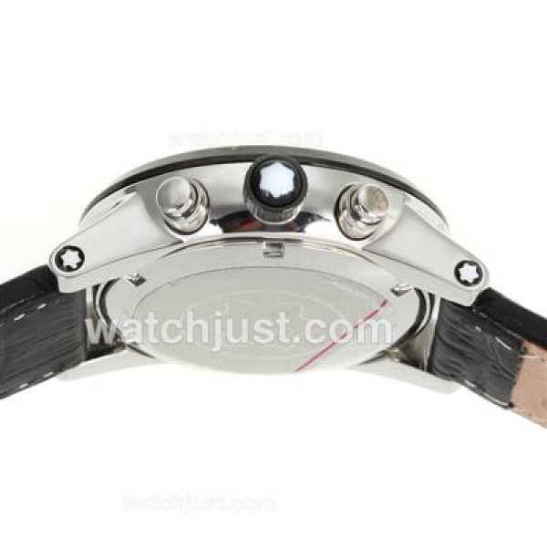 Montblanc Flyback Automatic PVD Bezel with White Dial-Leather Strap
