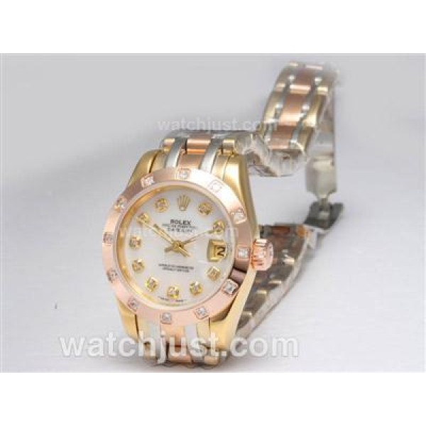 Rolex Masterpiece Automatic Three Tone with White Dial
