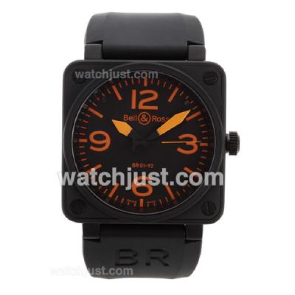 Bell & Ross BR 01-92 Swiss ETA 2892 Movement PVD Casing with Orange Marking-Rubber Strap 46x46mm