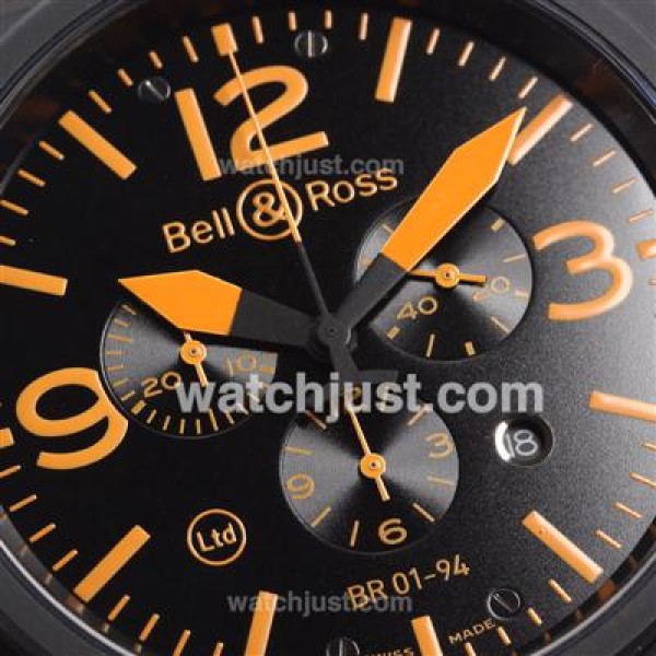 Bell & Ross BR 01-94 Chronograph Swiss ETA Movement PVD Casing with Rubber Strap 46x46mm