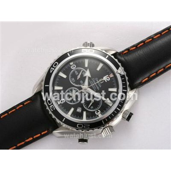 Omega Seamaster Planet Ocean Working Chronograph with Black Bezel and Dial