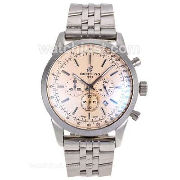 Breitling Aeromarine Working Chronograph Stick Markers with White Dial S/S