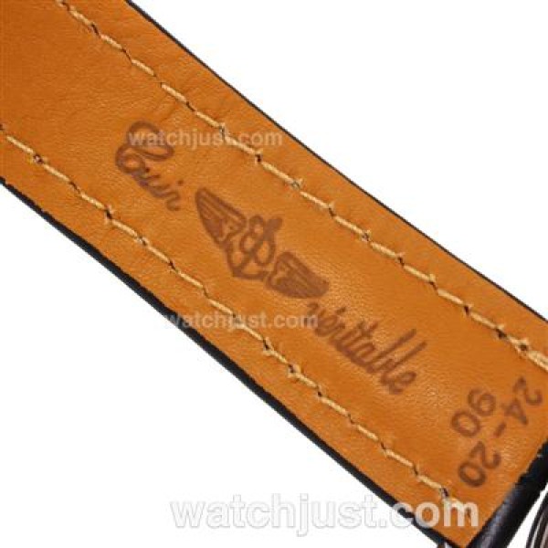 Breitling Aeromarine Working Chronograph Two Tone Case Stick Markers with White Dial-Leather Strap