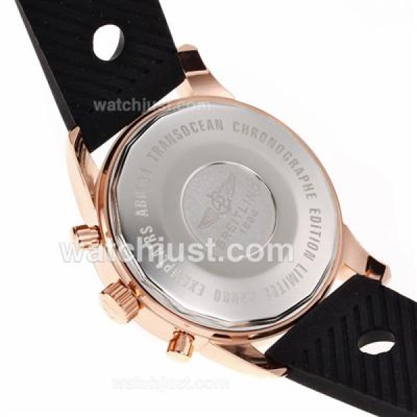 Breitling Aeromarine Working Chronograph Rose Gold Case Stick Markers with Black Dial-Rubber Strap