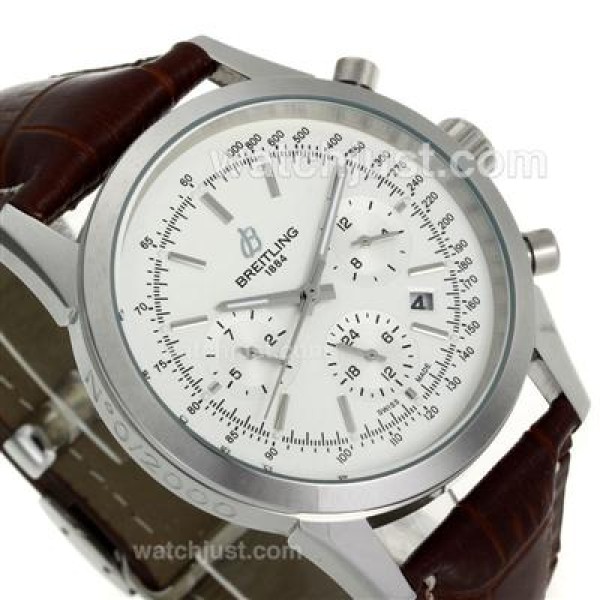 Breitling Aeromarine Automatic with White Dial-Leather Strap