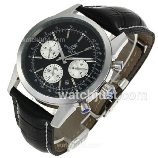Breitling Aeromarine Automatic with Black Dial-Leather Strap