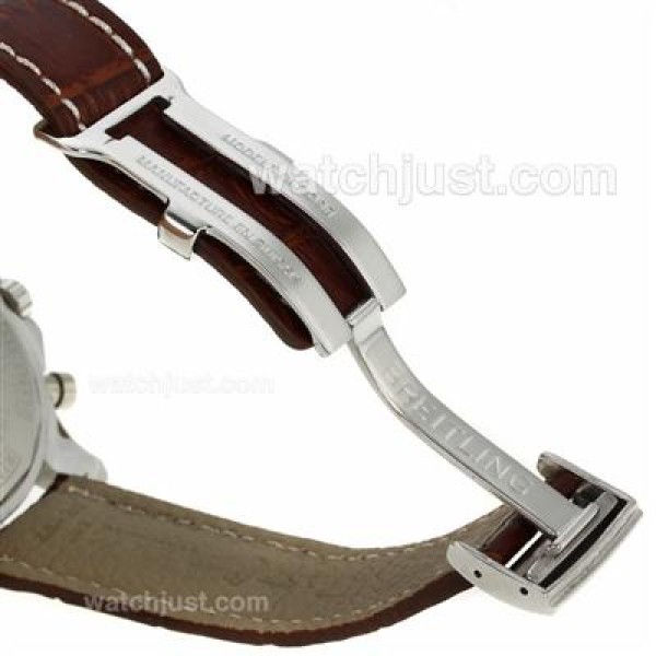 Breitling Chronospace Working Chronograph with White Dial-Leather Strap