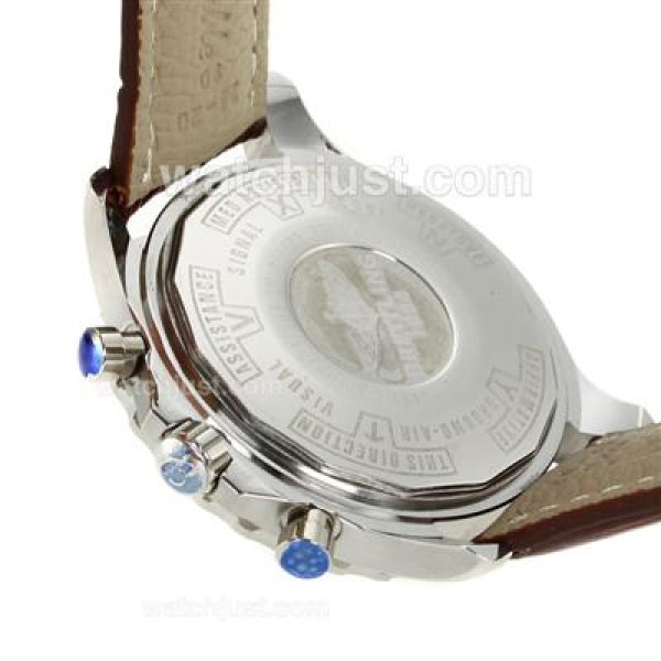 Breitling Chronospace Working Chronograph with White Dial-Leather Strap