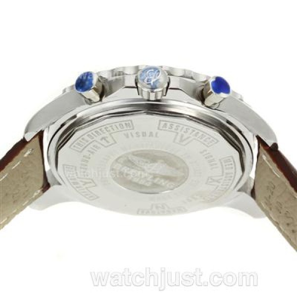 Breitling Chronospace Working Chronograph with White Dial-Leather Strap