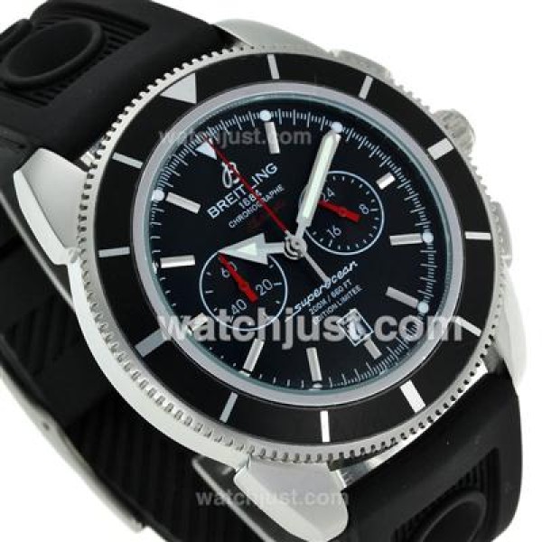 Breitling Super Ocean Working Chronograph with Black Dial-Rubber Strap