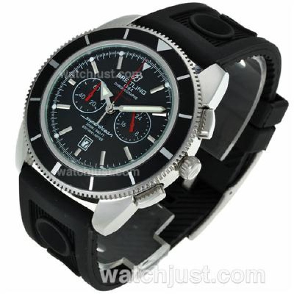 Breitling Super Ocean Working Chronograph with Black Dial-Rubber Strap