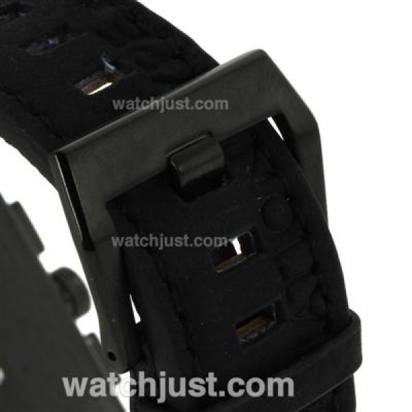 Bell & Ross BR03-94 Working Chronograph PVD Case White Markers with Black Dial-Leather Strap