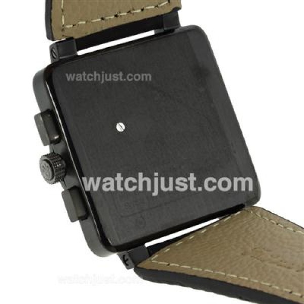Bell & Ross BR03-94 Working Chronograph PVD Case White Markers with Black Dial-Leather Strap