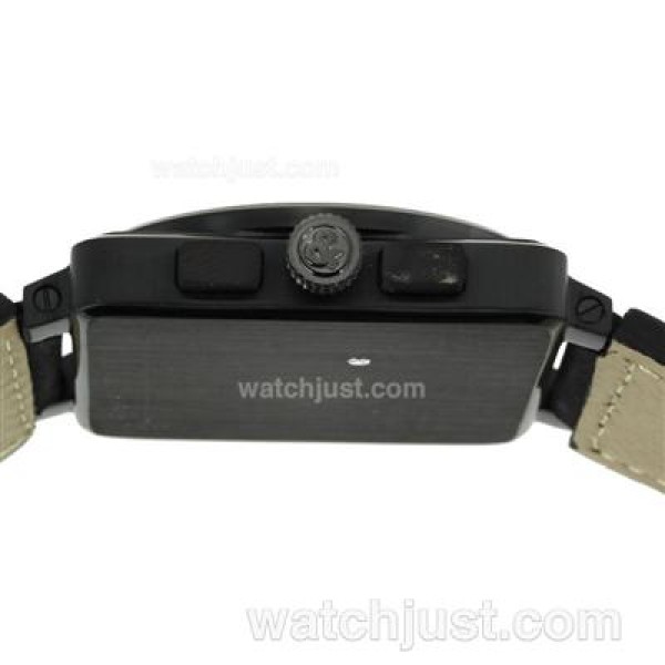 Bell & Ross BR03-94 Working Chronograph PVD Case White Markers with Black Dial-Leather Strap