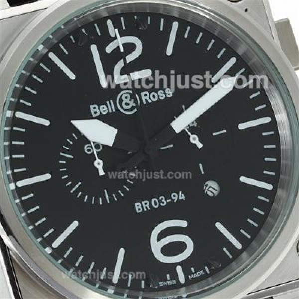 Bell & Ross BR03-94 Working Chronograph Yellow Markers with White Dial-Leather Strap