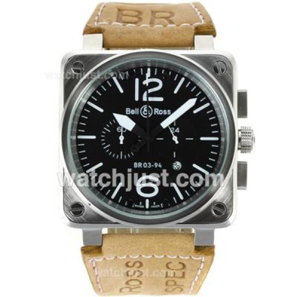 Bell & Ross BR03-94 Working Chronograph White Markers with Black Dial-Leather Strap