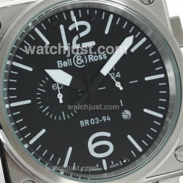 Bell & Ross BR03-94 Working Chronograph White Markers with Black Dial-Leather Strap