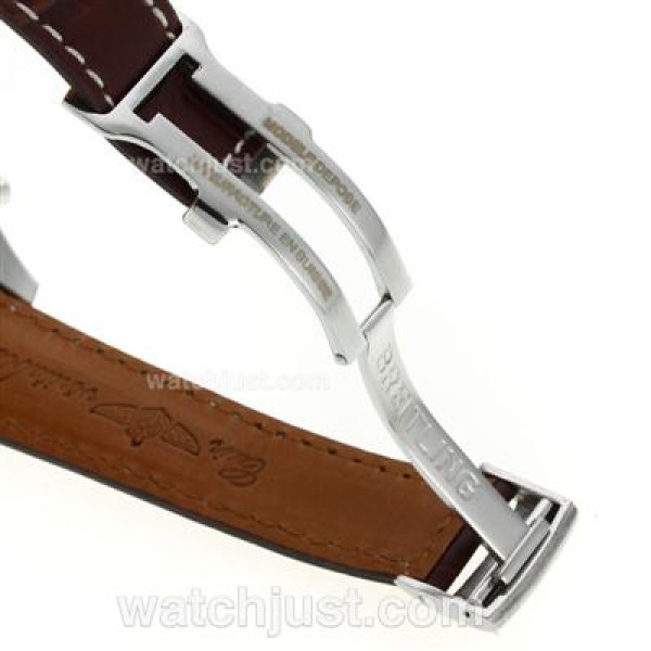Breitling for Bentley Motors Automatic with White Dial-Leather Strap