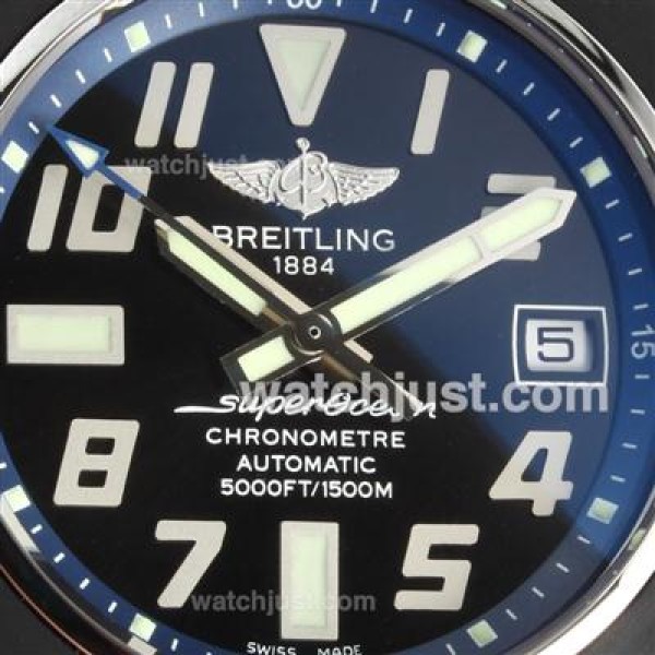 Breitling Super Ocean Steelfish Swiss ETA 2824 Movement with Black Dial-Blue Inner Bezel