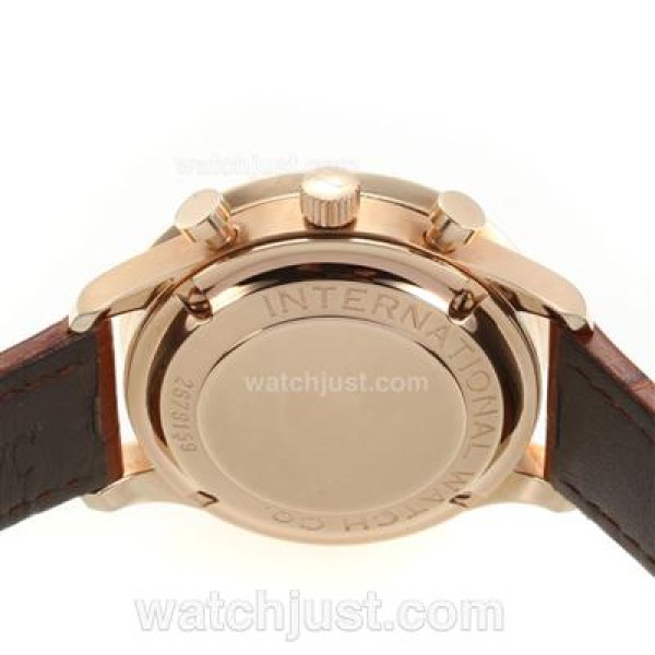 IWC Portuguese Chronograph Swiss Valjoux 7750 Movement Gold Case with White Dial