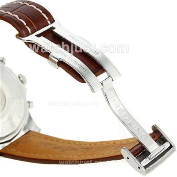 Breitling Chronospace Working Chronograph with White Dial-Leather Strap