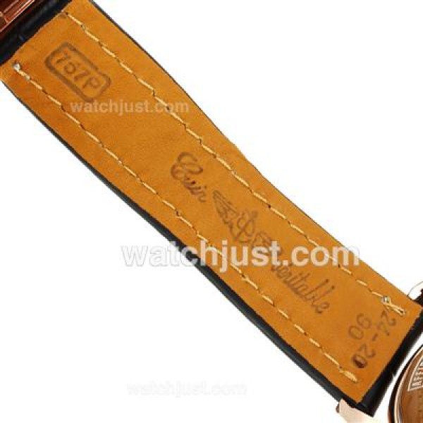 Breitling Chronospace Working Chronograph Rose Gold Case with White Dial-Leather Strap