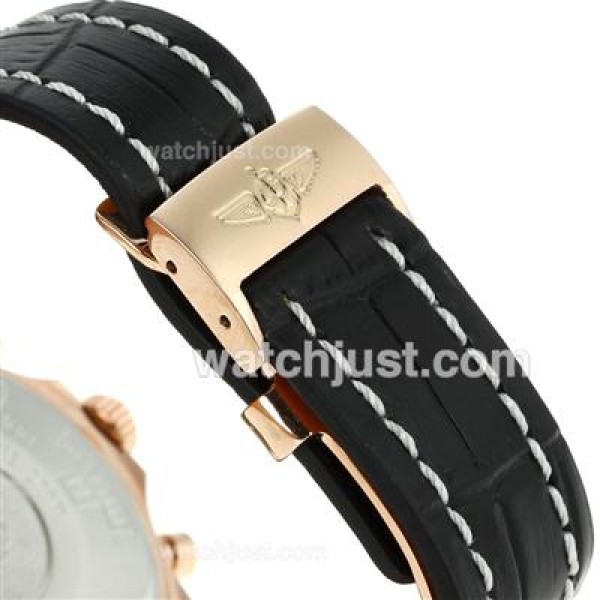 Breitling Chronospace Working Chronograph Rose Gold Case with White Dial-Leather Strap