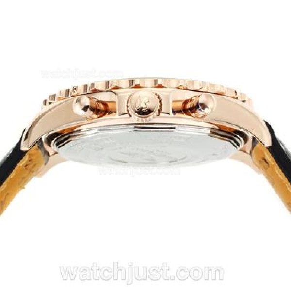 Breitling Chronospace Working Chronograph Rose Gold Case with White Dial-Leather Strap