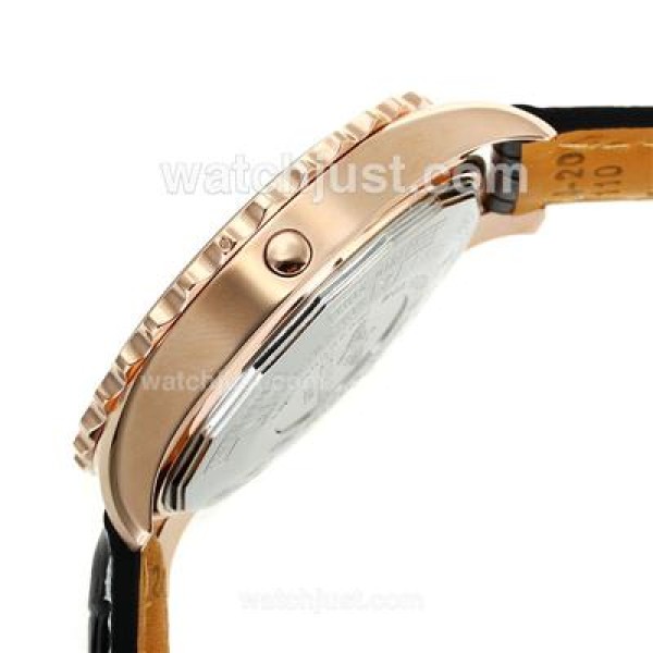Breitling Chronospace Working Chronograph Rose Gold Case with Black Dial-Leather Strap