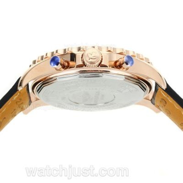Breitling Chronospace Working Chronograph Rose Gold Case with Black Dial-Leather Strap
