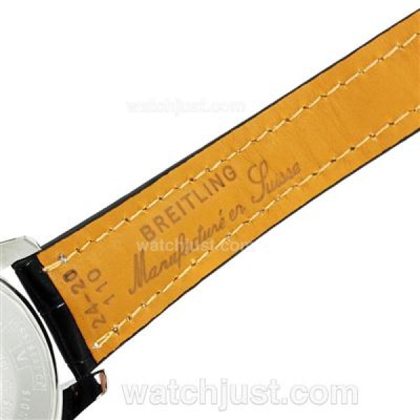 Breitling Chronospace Tourbillon Automatic Two Tone Case with White Dial-Leather Strap