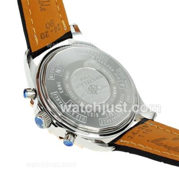Breitling Chronospace Tourbillon Automatic Two Tone Case with White Dial-Leather Strap