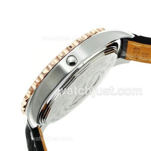 Breitling Chronospace Tourbillon Automatic Two Tone Case with White Dial-Leather Strap