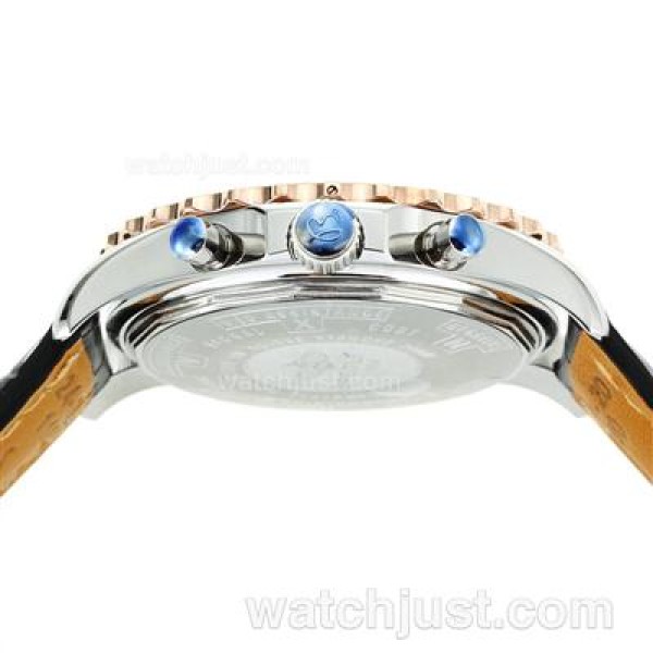 Breitling Chronospace Working Chronograph Two Tone Case with Black Dial-Leather Strap