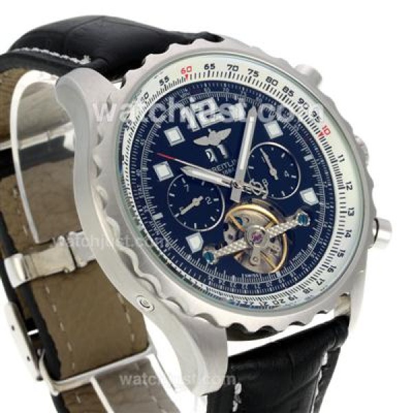 Breitling Chronospace Tourbillon Automatic with Black Dial-Leather Strap