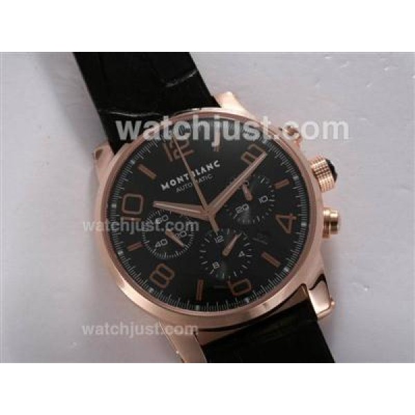 Montblanc Time Walker Chronograph Swiss Valjoux 7750 Movement Rose Gold Casing with Black Dial