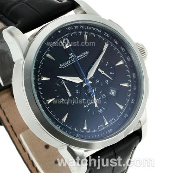 Jaeger-Lecoultre Master Control Working Chronograph with Black Dial-Leather Strap